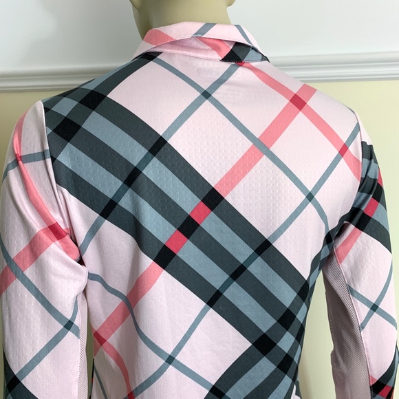 SanSoleil pink black plaid UPF 50 top S - Picture 8 of 11